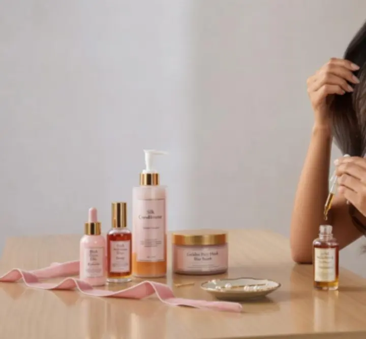 Hajápolási termékek és eszközök egy hajápolási rutinhoz