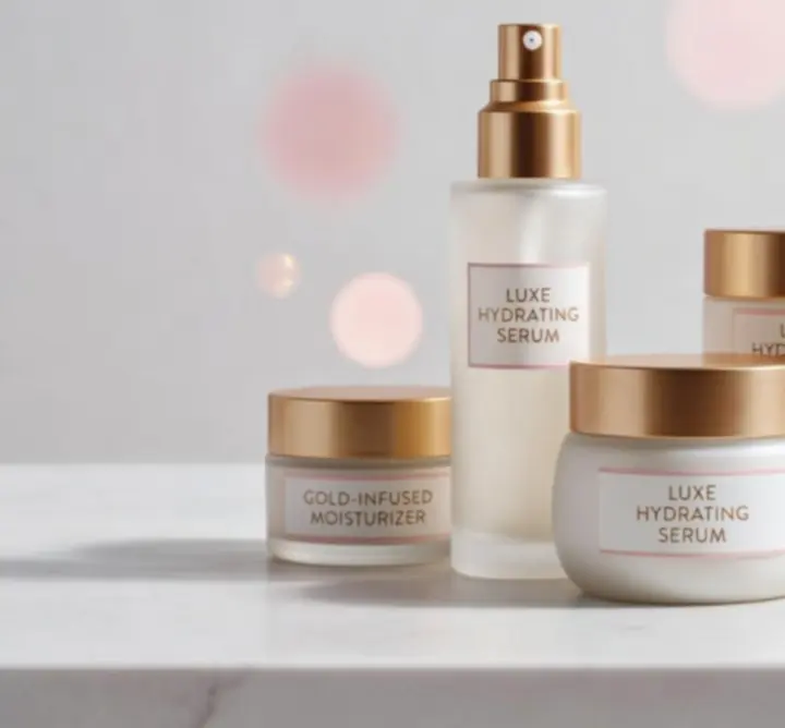 Közeli felvétel prémium arcápoló üvegcsékről természetes fényben